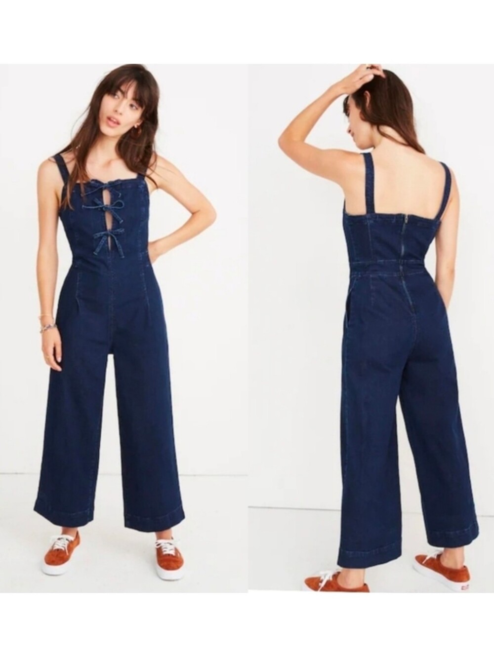 Madewell Denim Tie Front Jumpsuit